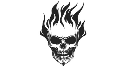 Flaming Skull Illustration with Fiery Details.
