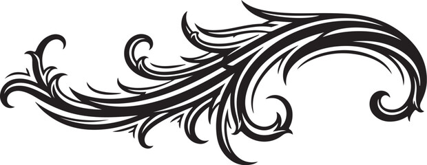 Fototapeta premium Vintage Floral Scroll Ornament Line Art Vector