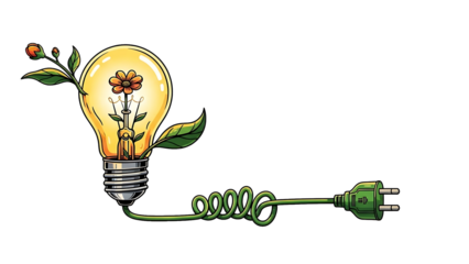Innovative eco friendly light bulb with growing flower inside