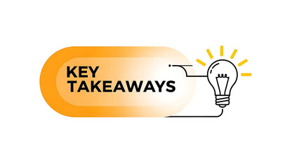 Key takeaways concept with lightbulb moment on black