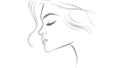 Woman Face Sketch Profile View Portrait.