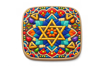 Colorful geometric mosaic design with star pattern for art projects and decorations