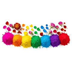 Naklejka premium Vibrant Holi colors and rose petals celebration