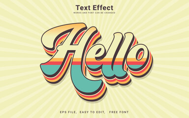 Editable hello vintage retro text effect in Illustrator