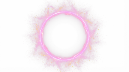A central white circle is surrounded by a pinkish purple halo with indistinct edges against a plain white background