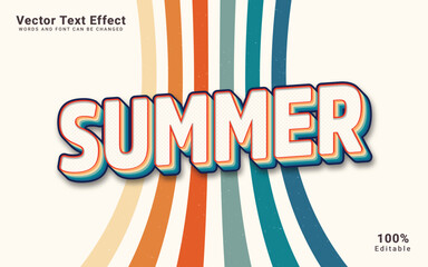 Summer text effect, Editable vintage retro text effect in Illustrator