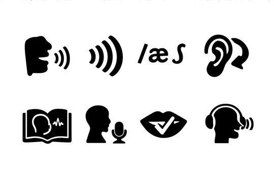 Pronunciation Training Icons. Pronunciation Training. Filled icon set of Pronunciation Training: mouth