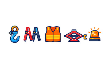 Naklejka premium Set of car emergency equipment icons