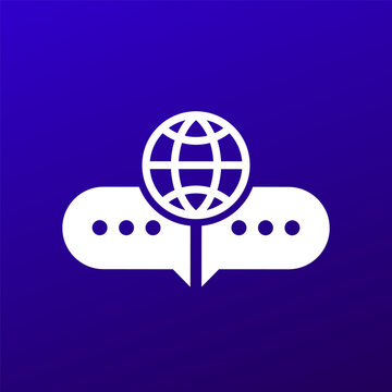 multi language icon with a globe and messages