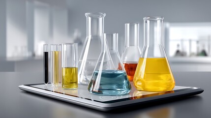 Chemical experimentation with lab glassware science laboratory still life photography modern environment close-up view innovation in chemistry