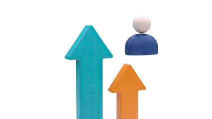 3D Arrows Pointing Up with Human Icon