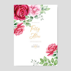 Elegant Watercolor Rose Wedding Invitation Card