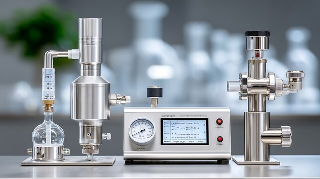 Laboratory equipment display for advanced chemical analysis research facility high-quality image scientific environment close-up view innovation - Powered by Adobe