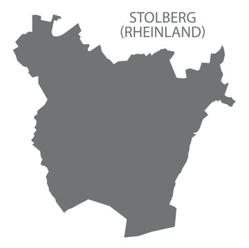 Stolberg (Rheinland) city map with boroughs grey illustration silhouette shape