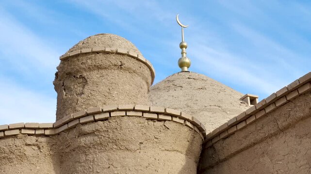 The Agybay Batyr Mausoleum. The structure is constructed of mud bricks and clay mortar.