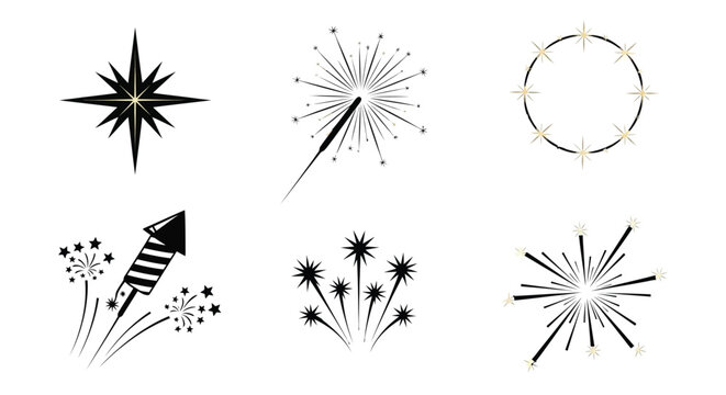 collection of fireworks and sparkler graphics in various styles and designs