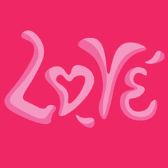 Pink Love word on simple pink background