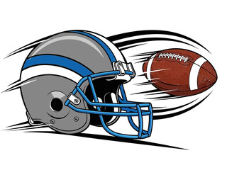 American football helmet and ball