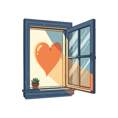Obraz premium Open window with heart shape