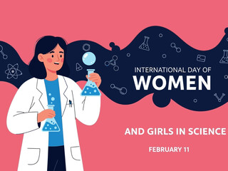 International day of women and girls in science illustration