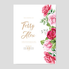 Elegant Watercolor Rose Wedding Invitation Card
