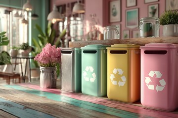 garbage bin in the cafe, waste sorting theme