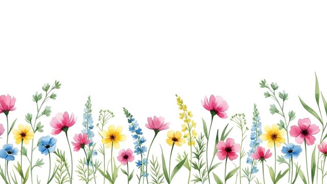 delicadas flores silvestres como borde de marco