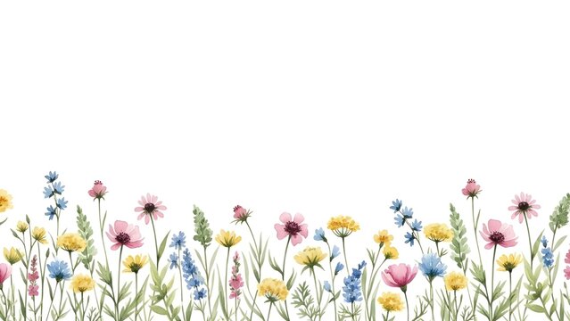 delicadas flores silvestres como borde de marco