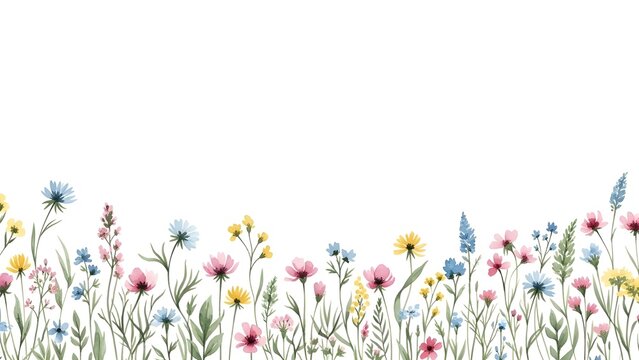 delicadas flores silvestres como borde de marco