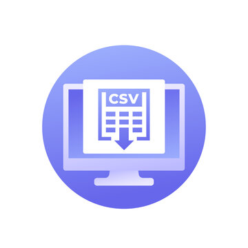 csv vector icon, download data file design