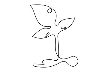 Obraz premium Growth plant continuous one line icon minimalist eco outline illustration