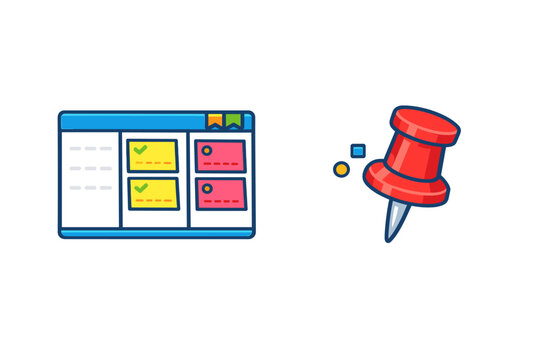 Kanban board and pushpin illustration - Powered by Adobe