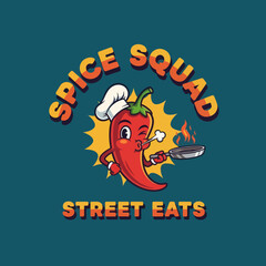 Cartoon Chili Pepper Chef Character Design.