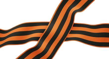 Wavy orange and black striped ribbon gracefully intertwines against a stark black backdrop.
