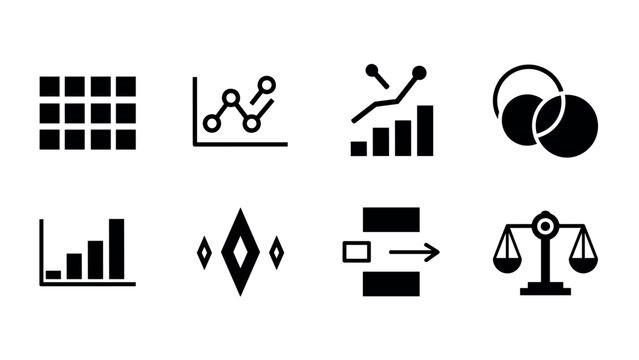 Minimalist data analytics icons set for business presentation designs