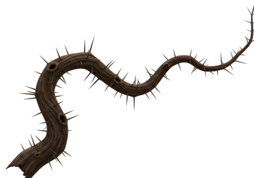 Brown caterpillar with sharp spines isolated on transparent background crawling slowly - Powered by Adobe