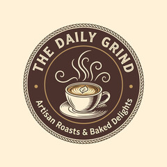 Coffee Shop Logo with Cup and Steam.