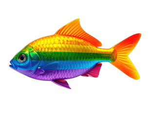 Fototapeta premium Digitally created illustration of a fish decorated with the colors of a rainbow