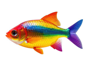 Fototapeta premium Vividly painted fish with a rainbow gradient from head to tail against a solid black background