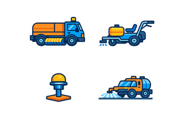 Naklejka premium Set of sanitation vehicle icons