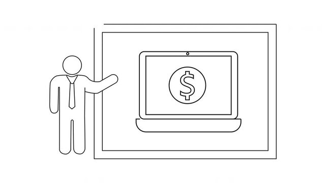 Financial Presentation - Single Line Drawing Explaining Money Concepts.