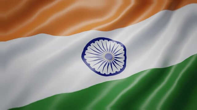 Flowing Indian flag tricolour animation with saffron, white and green in smooth animation.