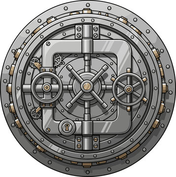  Create a realistic Bank Vault Door vector art with white background.