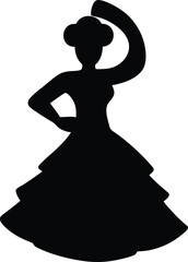 Fototapeta premium spanish flamenco dancer silhouette vector illustration on transparent background