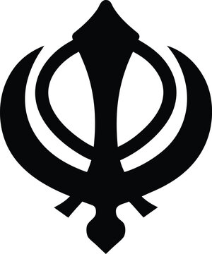 sikh khanda symbol silhouette vector illustration on transparent background
