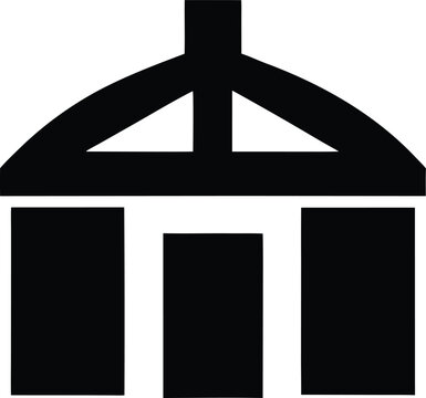 mongolian ger yurt silhouette vector illustration on transparent background