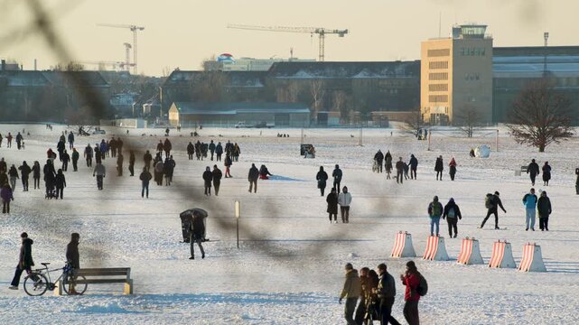 Berlin Tempelhof airfield runway hangar winter 4K