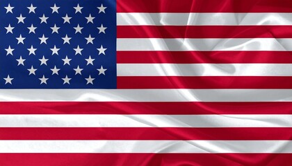 Obraz premium Flat digital rendering of the United States flag with 13 red-white stripes and blue canton of 50 stars.