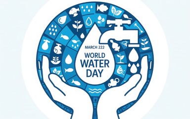 A conceptual illustration highlighting global water conservation for world water day