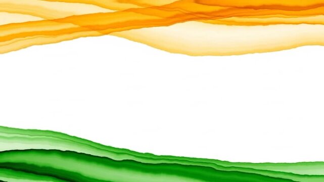 Flowing Indian tricolour animation with saffron, white and green waves blending smoothly.